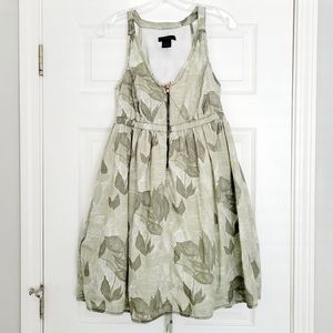 Calvin Klein Jeans 100% Cotton Sleeveless Zip Front Sun Dress Green S